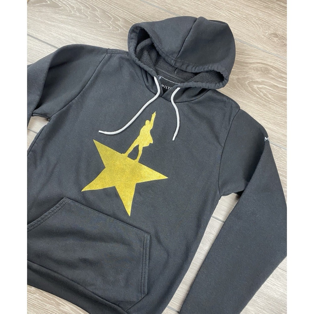 Hamilton The Musical Mens Pullover Graphic Logo Hoodie Creative Goods Black Sz S
